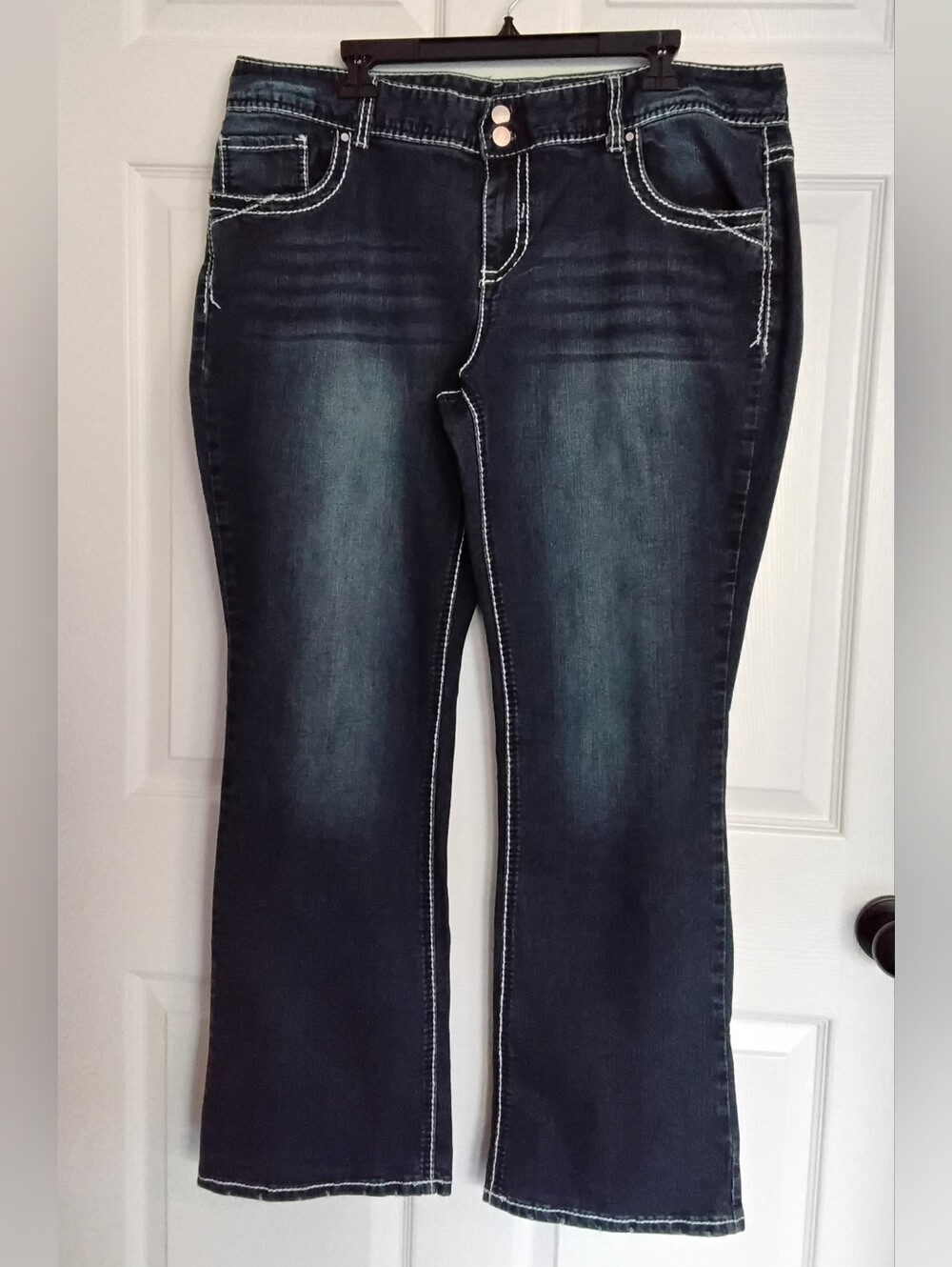 Maurices Dark Wash Flare Jeans with Contrast Stitching